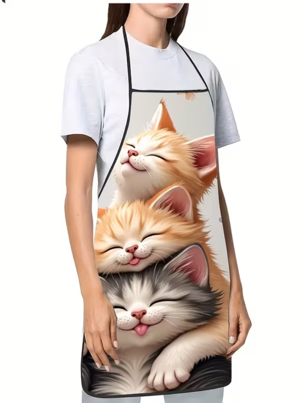Cute Kitten Cat Print Kitchen Apron Adjustable Cooking Baking Craft Apron